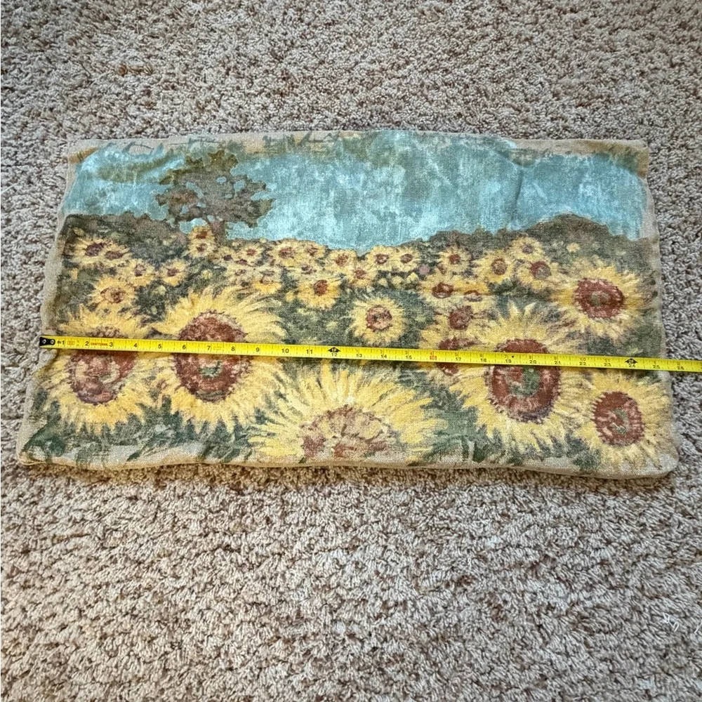 Pottery Barn lumbar pillow cover sham 16 x 26 painted sunflowers cotton linen